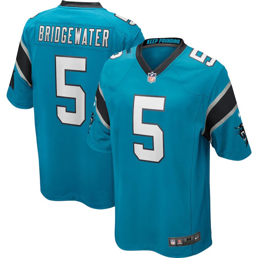Men Carolina Panthers 5 Teddy Bridgewater Nike Blue Game NFL Jersey